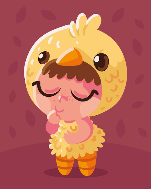 Jolie fille en costume de poulet halloween
