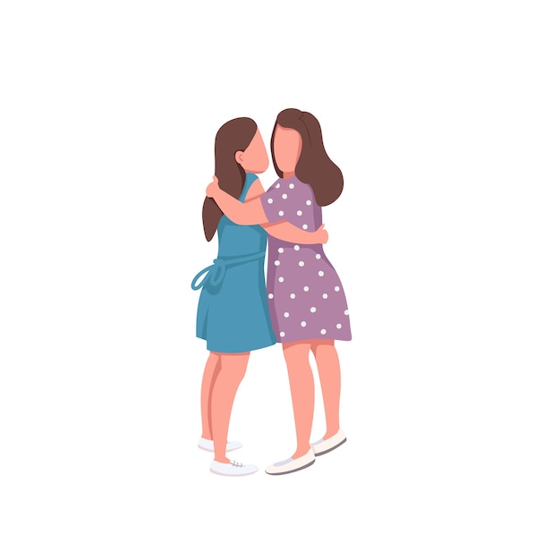Jolie fille couple personnages sans visage couleur plat. Relation romantique