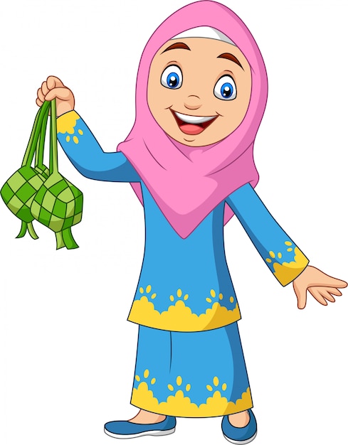 Jolie Fille Musulmane Tenant Un Ketupat