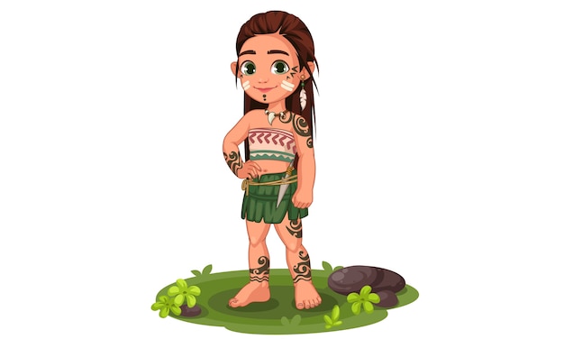 Jolie fille tribale en illustration de pose debout