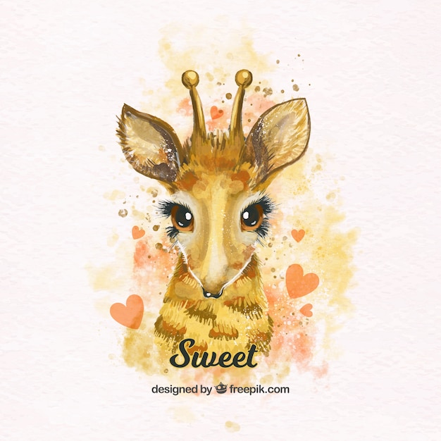 Vecteur jolie girafe aquarelle