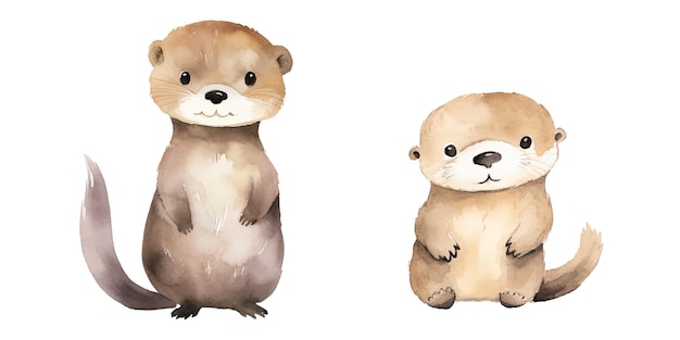 Une Jolie Illustration à L'aquarelle De Loutre