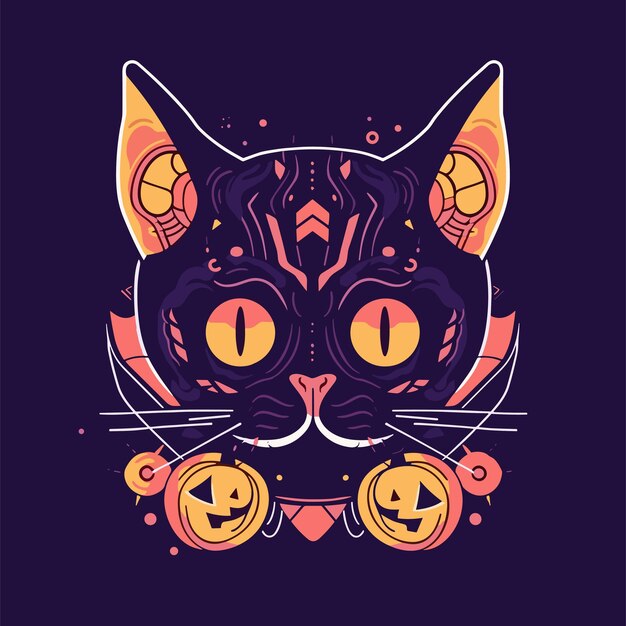 Vecteur une jolie illustration de chat d'halloween