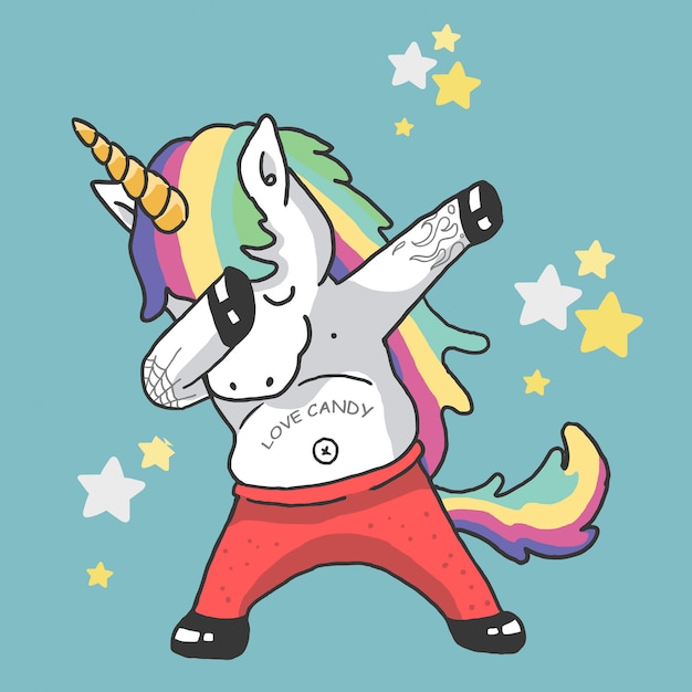 Vecteur jolie illustration de danse licorne