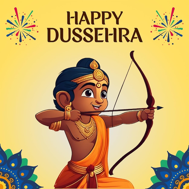 Vecteur une jolie illustration du seigneur rama bonne dussehra fête hindoue indienne