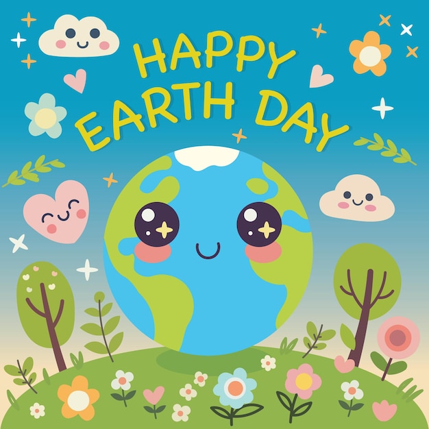 Une jolie illustration de la Journée de la Terre avec une planète heureuse