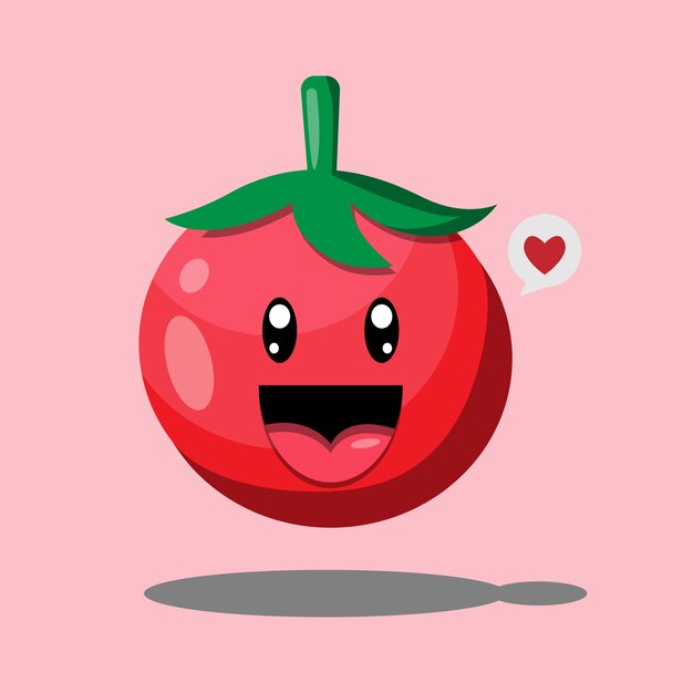 Jolie Illustration D'une Tomate Avec Une Expression Heureuse