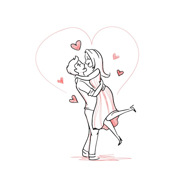 jolie illustration vectorielle d'amour, de romance, de garçon et de fille, faites gagner la date