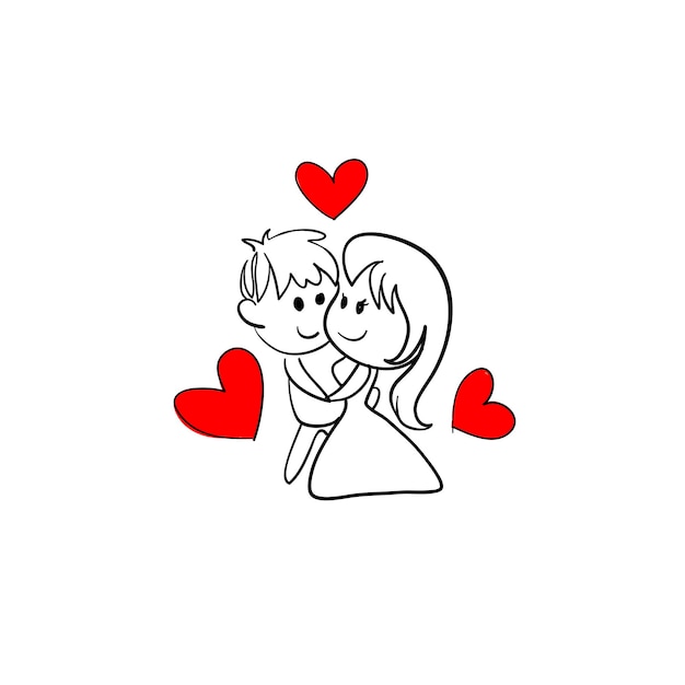 jolie illustration vectorielle d'amour, de romance, de garçon et de fille, faites gagner la date