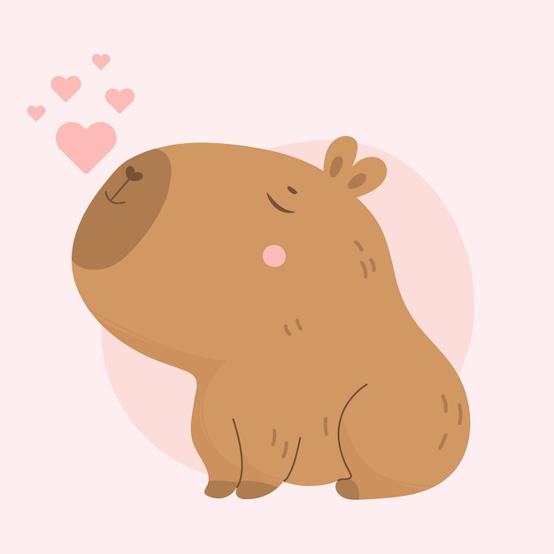 Vecteur une jolie illustration vectorielle d'animal capybara parfaite pour les cartes d'invitation de la saint-valentin.