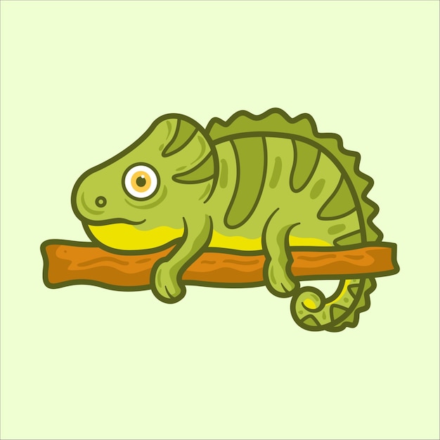 Une Jolie Illustration Vectorielle De Dessin Animé De Caméléon