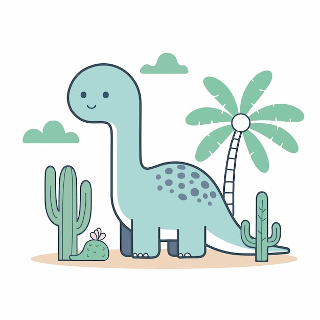 une jolie illustration vectorielle du brontosaurus dans un style plat