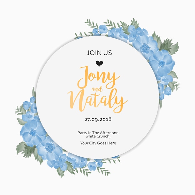 Jolie Invitation De Mariage Avec Un Cercle Et Un Cadre Floral