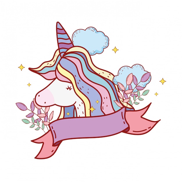 Jolie Licorne Avec Ruban Et Décoration Florale