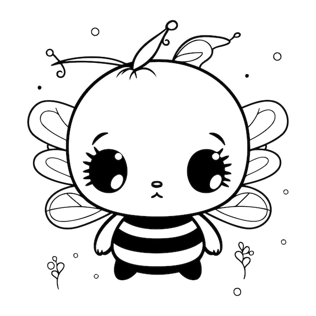 Jolie Petite Abeille Kawaii Personnage Illustration Vectorielle Conception Illustration Vectorielle