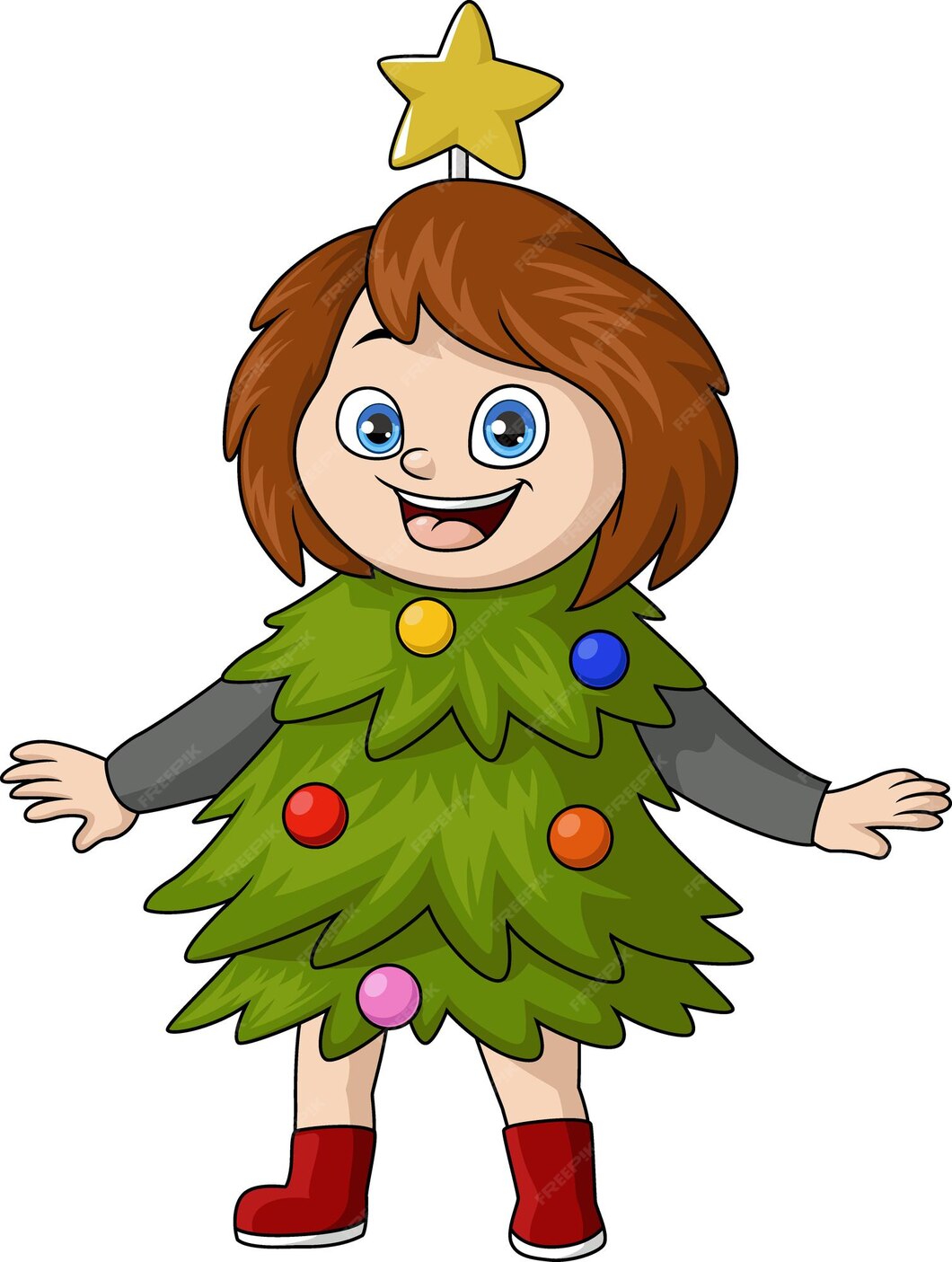 Une Jolie Petite Fille De Dessin Animé Portant Un Costume D'arbre De
