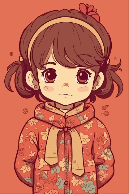jolie petite fille kawaii illustration couleurs plates illustration vectorielle art numérique Anime isolé