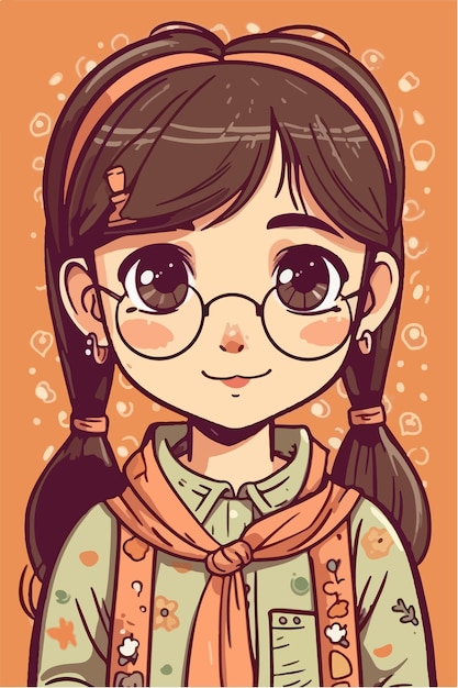 jolie petite fille kawaii illustration couleurs plates illustration vectorielle art numérique Anime isolé