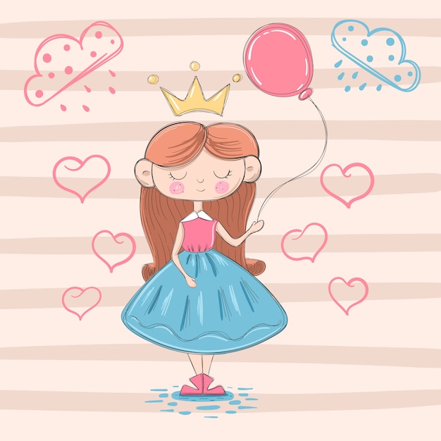 Jolie Petite Princesse Avec Ballon