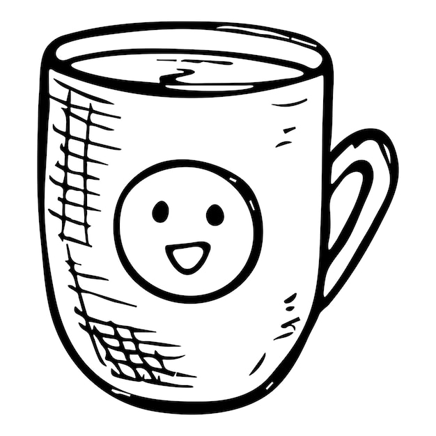 Vecteur jolie tasse de thé ou de café illustration simple tasse clipart doodle maison confortable