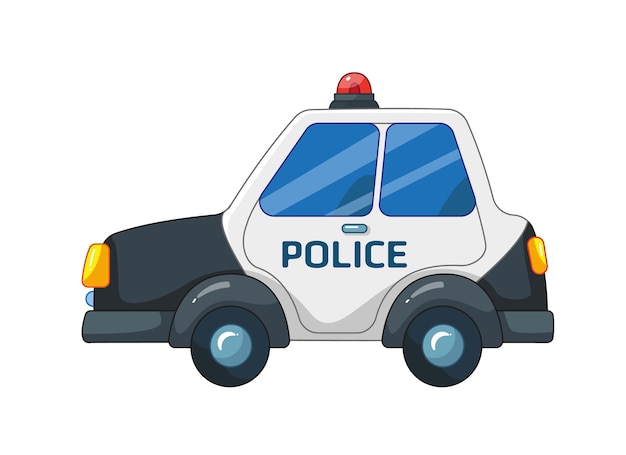 Jolie voiture de police avec contour et sirène Véhicule de service pour chasser une illustration vectorielle criminelle