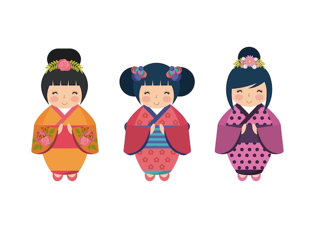 Jolies Filles Japonaises Avec Kimono