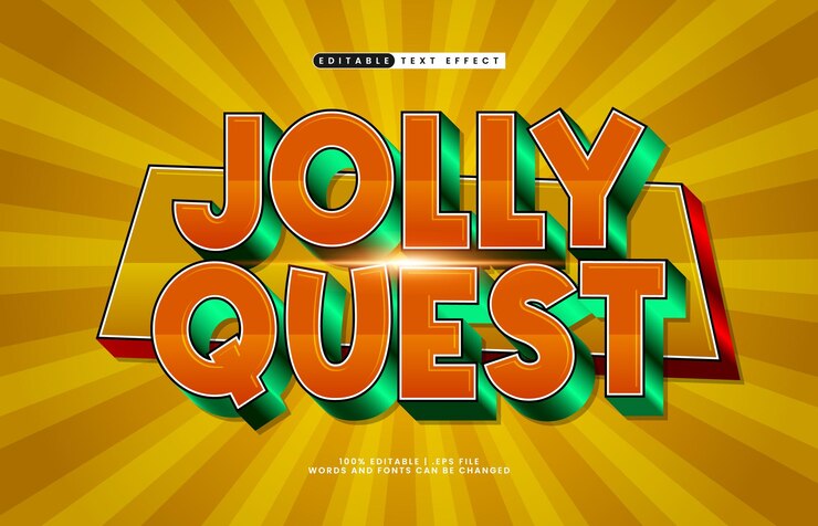 Jolly Quest effet de texte modifiable avec un effet de texte de jeu et de jeu