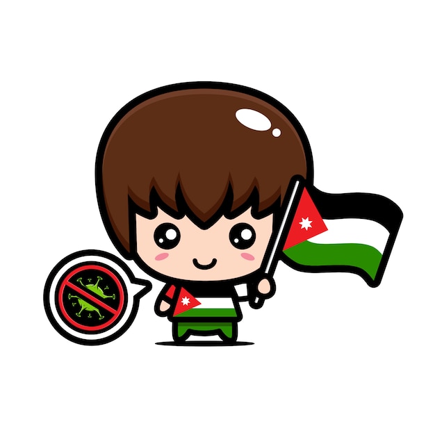 Jordan Boy With Flag Against Virus