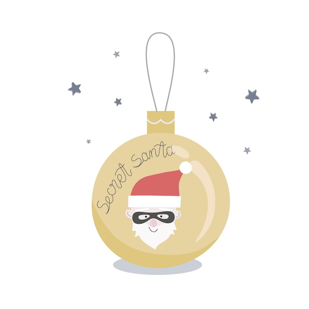 Jouet d'arbres de Noël avec Secret Santa. Illustration vectorielle simple pour inviter à un événement de bureau, une fête d'entreprise, un jeu