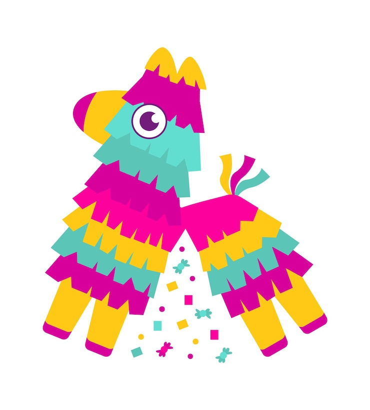 Vecteur jouet coloré de fête d'anniversaire pour enfants pinata mexicaine avec friandises illustration vectorielle