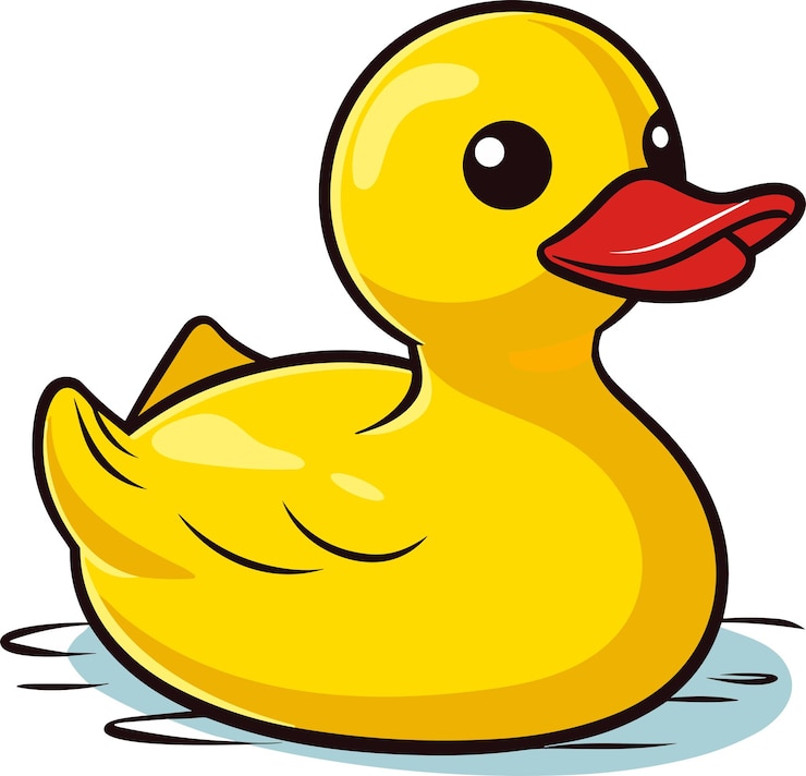 Vecteur jouet d'enfants de canard en caoutchouc jaune isolé sur fond illustration vectorielle