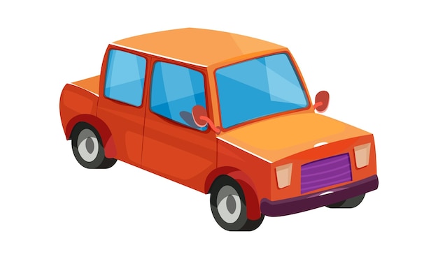 Vecteur jouet de voiture rouge isolé sur fond blanc véhicule de ville dans un style plat de dessin animé le transport automobile peut être imprimé pour l'éducation des enfants illustration vectorielle