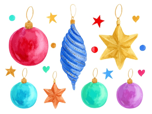 Jouets aquarelles pour sapin de Noël