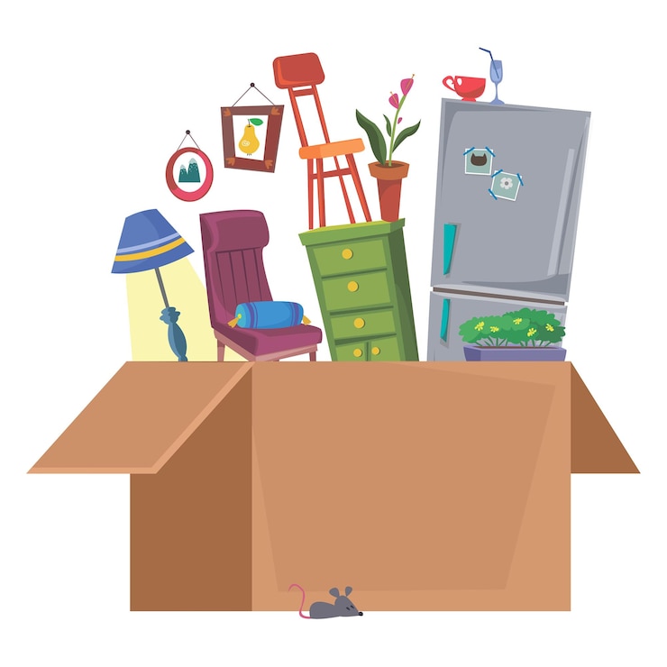 Vecteur jouets pour enfants pour les tout-petits dans une boîte en carton magasin de logo pour les nouveau-nés illustration vectorielle
