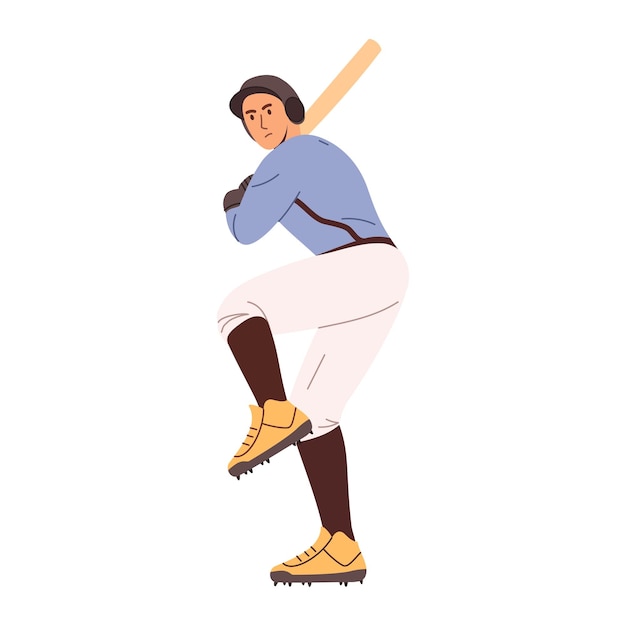 Vecteur joueur de baseball illustration vectorielle plate isolée sur fond blanc