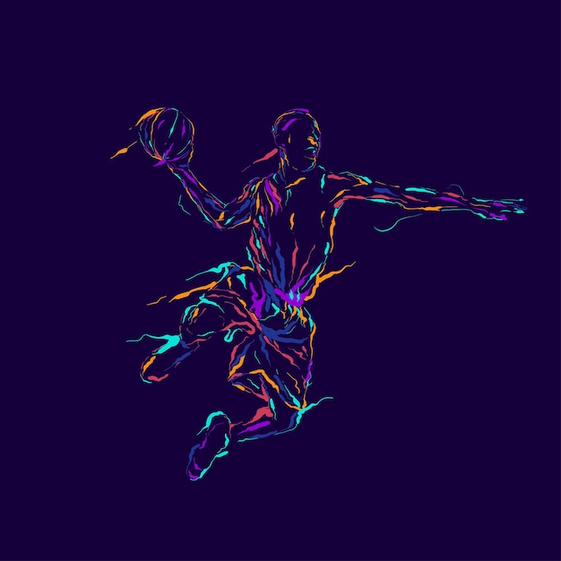 Joueur de basket-ball Illustration d'art en ligne abstraite