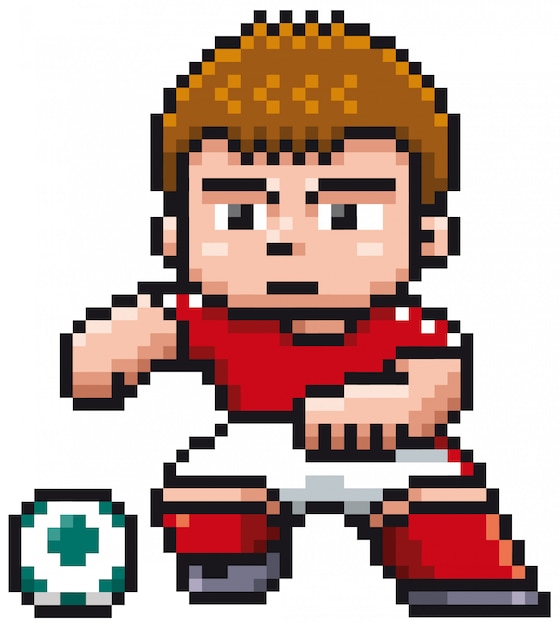 Joueur de foot de bande dessinée - pixel design