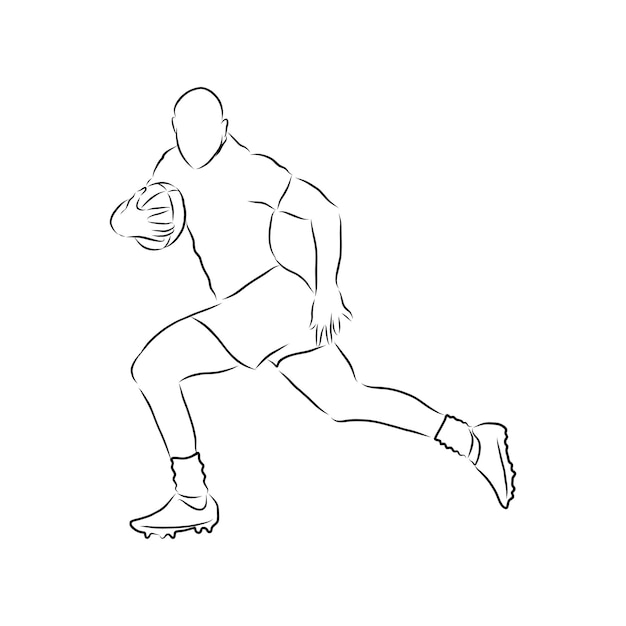 Joueur de football américain rugby vector illustration croquis dessinés à la main