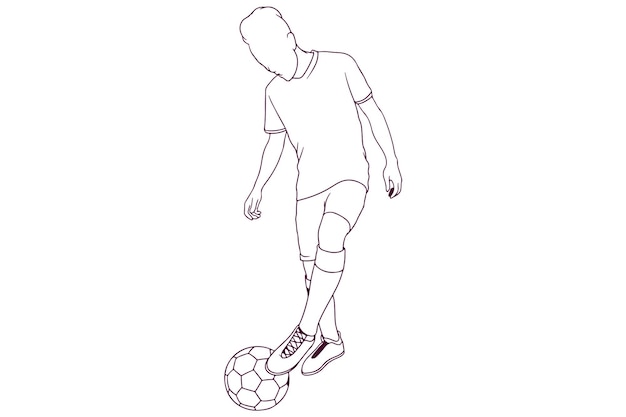 Vecteur joueur de football dribble illustration vectorielle de style dessiné à la main