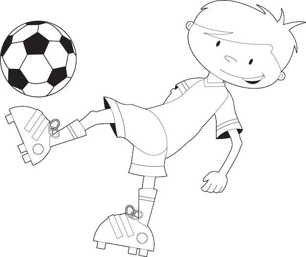 Joueur Football Football Dessin Animé Mignon Dessin Trait Illustration Sportive