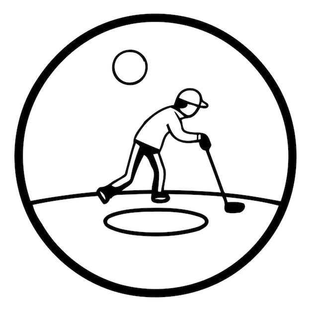 Vecteur le joueur de golf frappe la balle dans le trou.