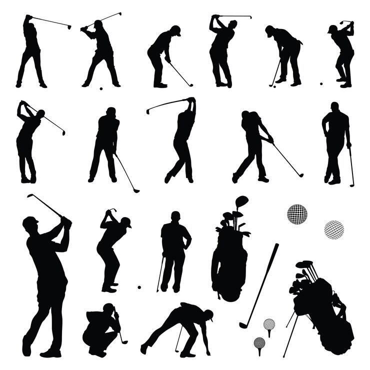 Joueur de golf - joueur de golf jouant Silhouette
