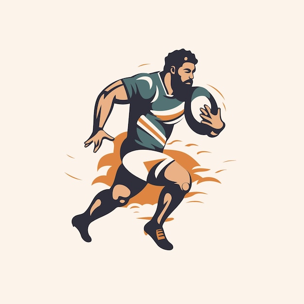 Vecteur joueur de rugby en action illustration vectorielle d'un joueur de rugby