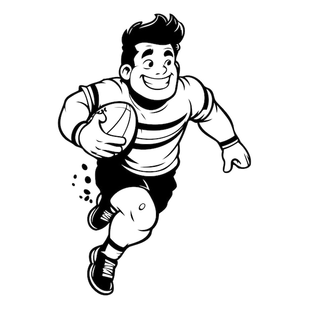 Vecteur joueur de rugby illustration vectorielle d'un joueur de rugby courant avec une balle