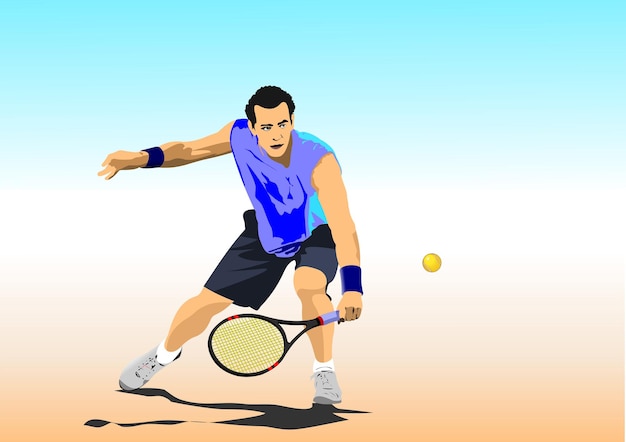 Un joueur de tennis professionnel se prépare à frapper la balle avec sa raquette pendant un match de tennis