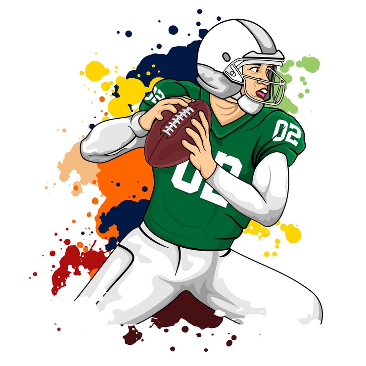 Vecteur joueur vert football américain