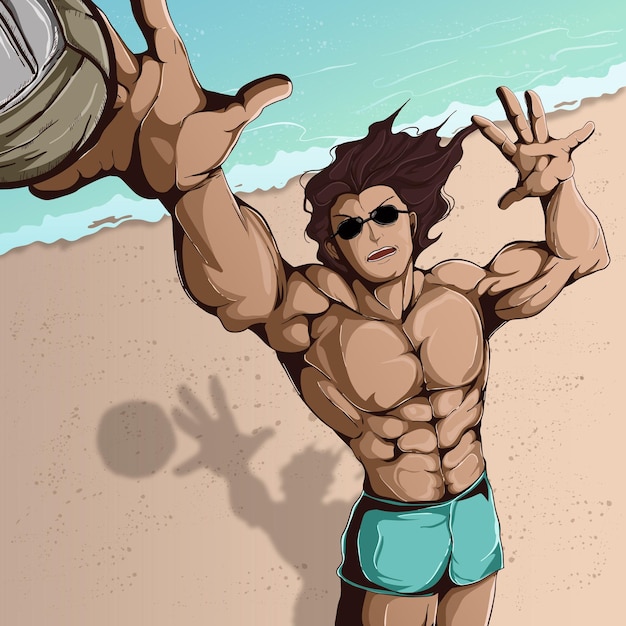 joueur de volley-ball sur la plage