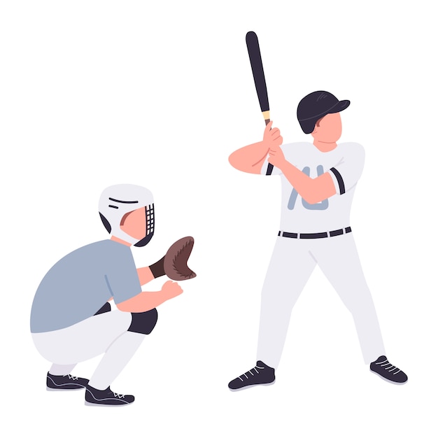 Joueurs de baseball personnages plats