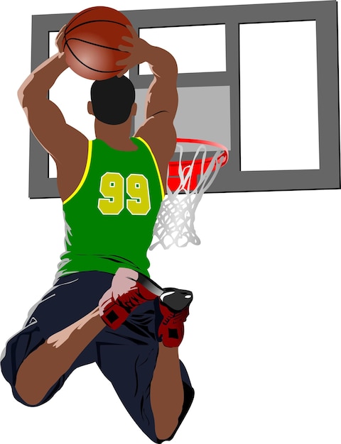 Joueurs De Basket Illustration Vectorielle Colorée Pour Les Concepteurs