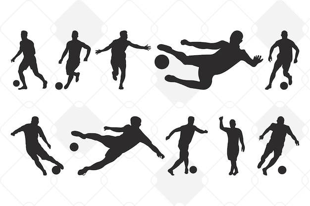Joueurs de football Silhouettes Ballon de football Eps Monogramme de football Svg